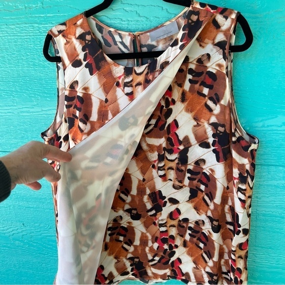 CLEARANCE CLASSIQUES ENTIER SILK ANIMAL PRINT FAUX WRAP TANK BLOUSE SIZE XL EUC - Picture 4 of 7